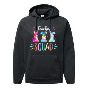 Pre K Teacher Squad Easter Day Tie Dye Cute Bunnies Performance Fleece Hoodie