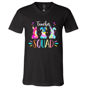 Pre K Teacher Squad Easter Day Tie Dye Cute Bunnies V-Neck T-Shirt