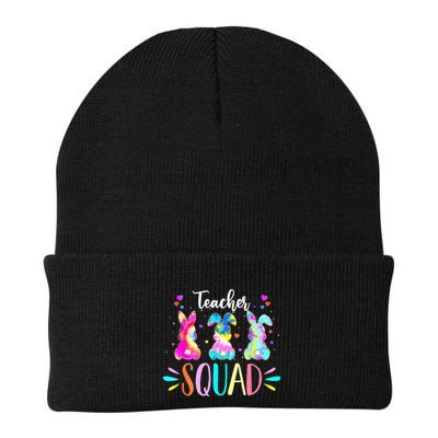 Pre K Teacher Squad Easter Day Tie Dye Cute Bunnies Beanie