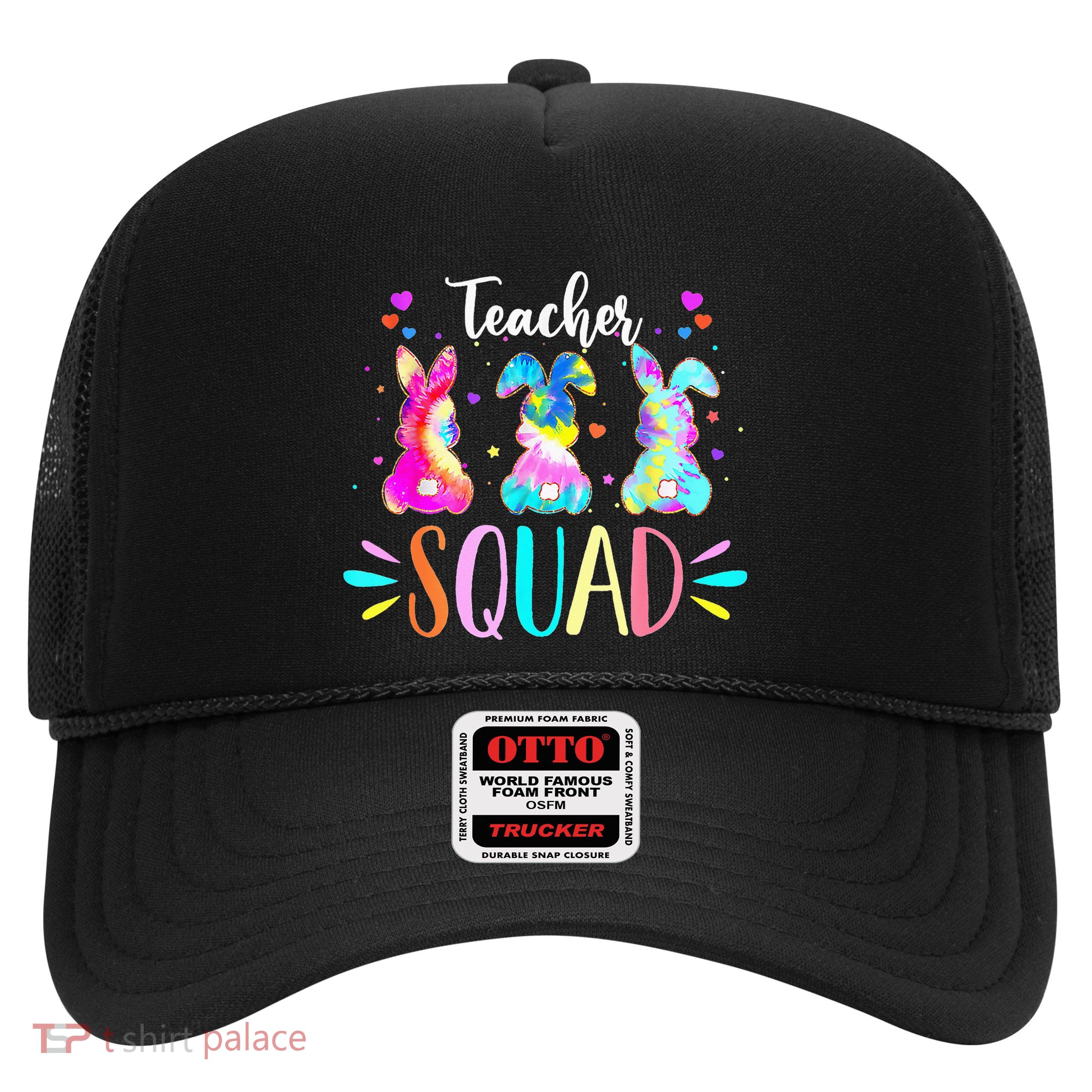 Pre K Teacher Squad Easter Day Tie Dye Cute Bunnies Trucker Hat