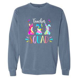 Pre K Teacher Squad Easter Day Tie Dye Cute Bunnies Garment-Dyed Sweatshirt