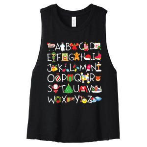 Prek Kindergarten Teachers Students Christmas Alphabet Women's Racerback Cropped Tank