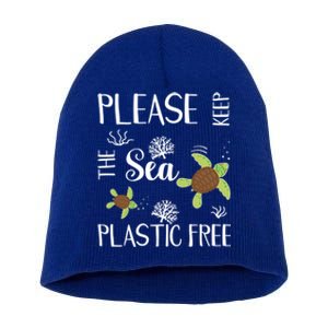 Please Keep The Sea Plastic Free Sea Turtles Great Gift Short Acrylic Beanie