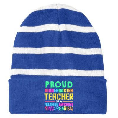 Proud Kindergarten Teacher Kindergarten Cute Gift Striped Beanie with Solid Band