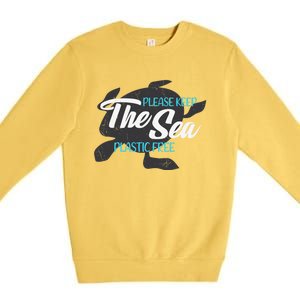 Please Keep The Sea Plastic Free Turtle Cute Gift Premium Crewneck Sweatshirt