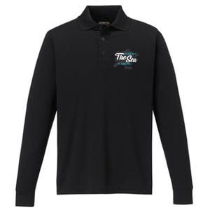 Please Keep The Sea Plastic Free Turtle Cute Gift Performance Long Sleeve Polo