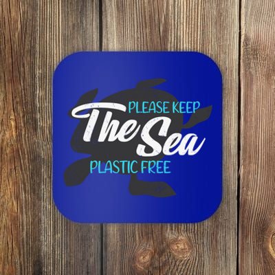 Please Keep The Sea Plastic Free Turtle Cute Gift Coaster