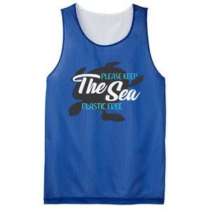 Please Keep The Sea Plastic Free Turtle Cute Gift Mesh Reversible Basketball Jersey Tank