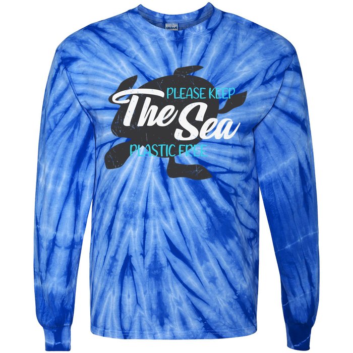 Please Keep The Sea Plastic Free Turtle Cute Gift Tie-Dye Long Sleeve Shirt