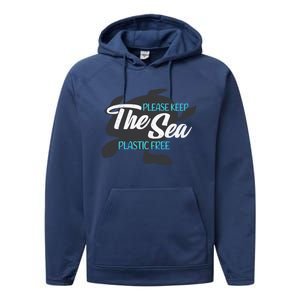 Please Keep The Sea Plastic Free Turtle Cute Gift Performance Fleece Hoodie