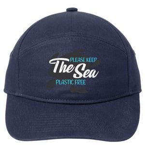 Please Keep The Sea Plastic Free Turtle Cute Gift 7-Panel Snapback Hat