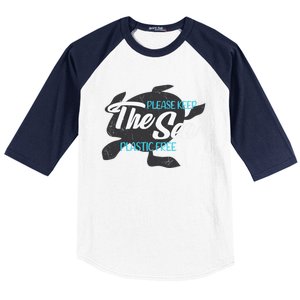 Please Keep The Sea Plastic Free Turtle Cute Gift Baseball Sleeve Shirt