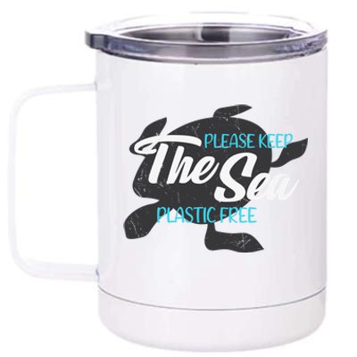 Please Keep The Sea Plastic Free Turtle Cute Gift 12 oz Stainless Steel Tumbler Cup