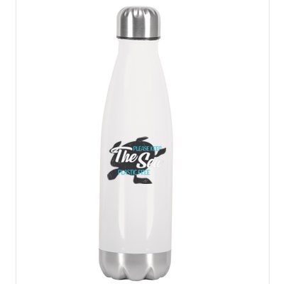 Please Keep The Sea Plastic Free Turtle Cute Gift Stainless Steel Insulated Water Bottle