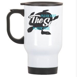 Please Keep The Sea Plastic Free Turtle Cute Gift Stainless Steel Travel Mug