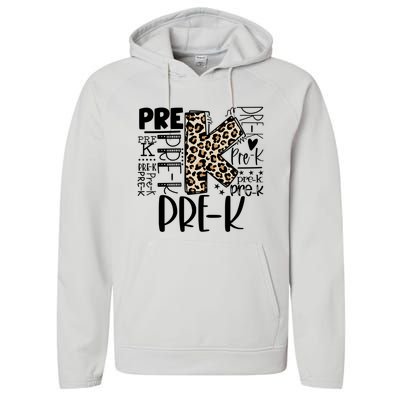 Pre K Typography Team Pre K Teacher Back To School Performance Fleece Hoodie