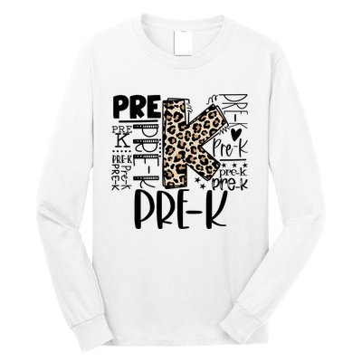 Pre K Typography Team Pre K Teacher Back To School Long Sleeve Shirt