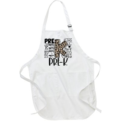 Pre K Typography Team Pre K Teacher Back To School Full-Length Apron With Pockets