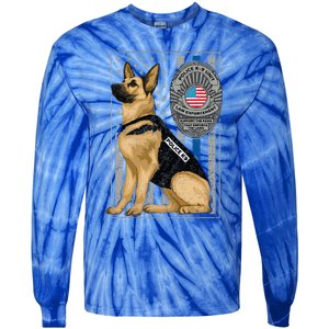 Police K9 Unit German Shepherd Dog Thin Blue Line Tie-Dye Long Sleeve Shirt