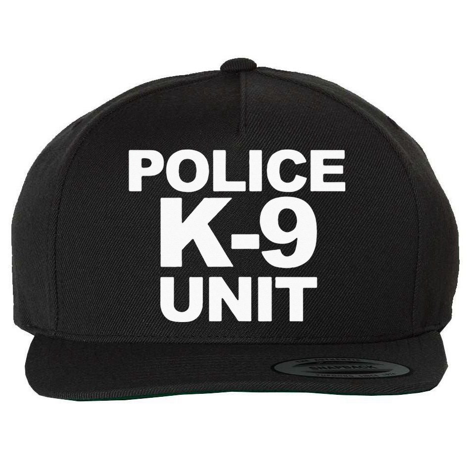 Police K9 Unit Front & Back Print Law Enforcement Police K9 Wool Snapback Cap