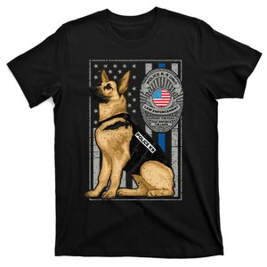 Police K9 Unit German Shepherd Dog Thin Blue Line T-Shirt