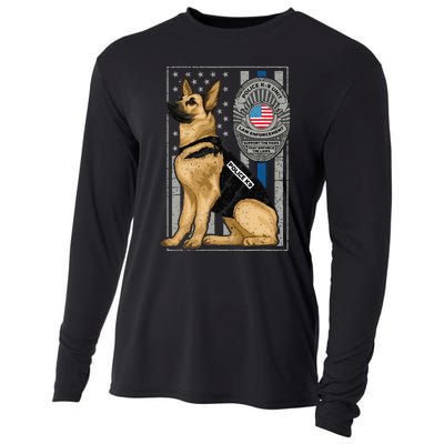 Police K9 Unit German Shepherd Dog Thin Blue Line Cooling Performance Long Sleeve Crew