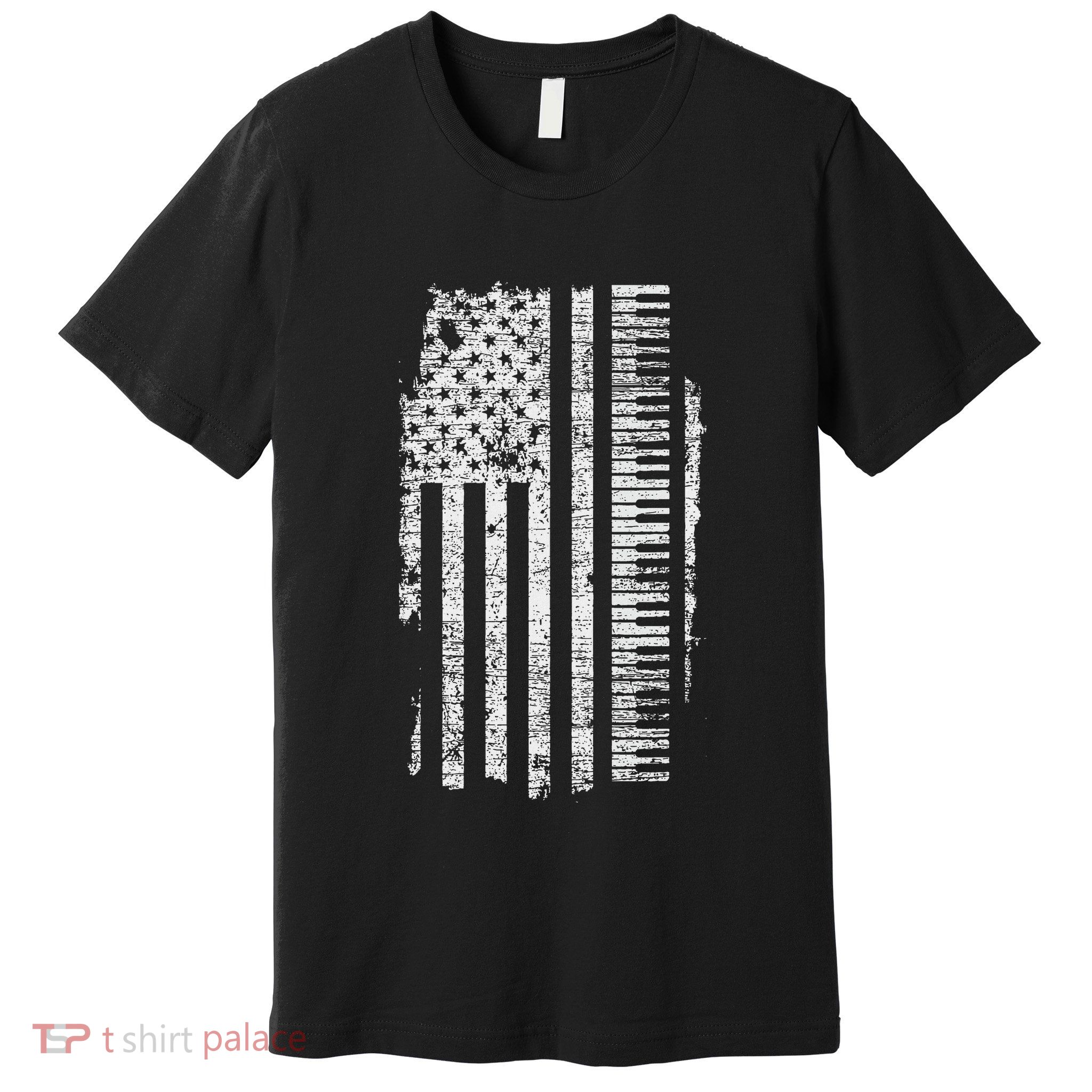 Piano Keyboard Usa Flag Pianist Gifts Music Premium T-Shirt
