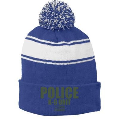 Police Kgift9 Unit Uniform Gift Stripe Pom Pom Beanie