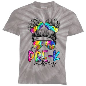 Pre K Vibes Messy Bun Back To School First Day Tie Dye Kids Tie-Dye T-Shirt