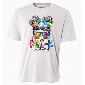 Pre K Vibes Messy Bun Back To School First Day Tie Dye Cooling Performance Crew T-Shirt