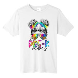 Pre K Vibes Messy Bun Back To School First Day Tie Dye Tall Fusion ChromaSoft Performance T-Shirt