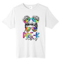 Pre K Vibes Messy Bun Back To School First Day Tie Dye Tall Fusion ChromaSoft Performance T-Shirt