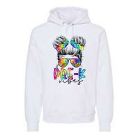 Pre K Vibes Messy Bun Back To School First Day Tie Dye Premium Hoodie