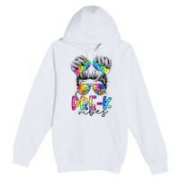 Pre K Vibes Messy Bun Back To School First Day Tie Dye Premium Pullover Hoodie