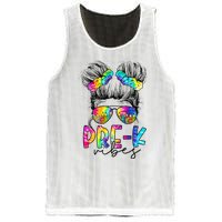 Pre K Vibes Messy Bun Back To School First Day Tie Dye Mesh Reversible Basketball Jersey Tank