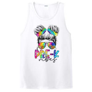 Pre K Vibes Messy Bun Back To School First Day Tie Dye PosiCharge Competitor Tank