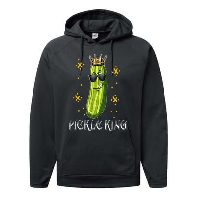 Pickle King Vegan Funny Cucumber Vegetable Pickles Lover Performance Fleece Hoodie