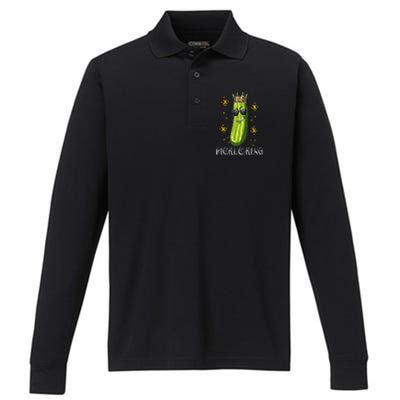 Pickle King Vegan Funny Cucumber Vegetable Pickles Lover Performance Long Sleeve Polo