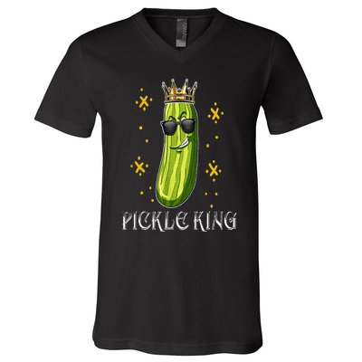 Pickle King Vegan Funny Cucumber Vegetable Pickles Lover V-Neck T-Shirt