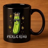 Pickle King Vegan Funny Cucumber Vegetable Pickles Lover 11oz C Handle Ceramic Mug