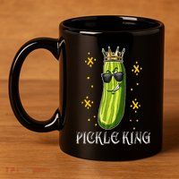 Pickle King Vegan Funny Cucumber Vegetable Pickles Lover 11oz C Handle Ceramic Mug