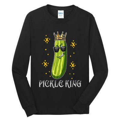 Pickle King Vegan Funny Cucumber Vegetable Pickles Lover Tall Long Sleeve T-Shirt