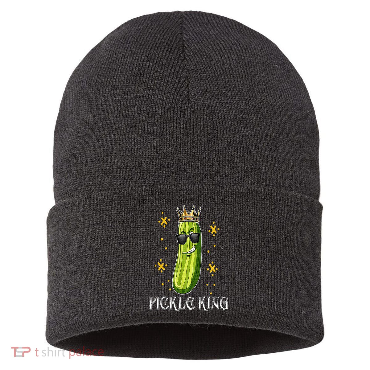 Pickle King Vegan Funny Cucumber Vegetable Pickles Lover Sustainable Knit Beanie