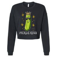 Pickle King Vegan Funny Cucumber Vegetable Pickles Lover Cropped Pullover Crew