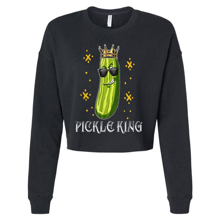 Pickle King Vegan Funny Cucumber Vegetable Pickles Lover Cropped Pullover Crew