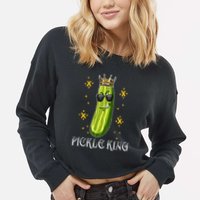 Pickle King Vegan Funny Cucumber Vegetable Pickles Lover Cropped Pullover Crew