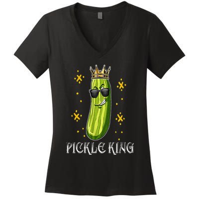 Pickle King Vegan Funny Cucumber Vegetable Pickles Lover Women's V-Neck T-Shirt