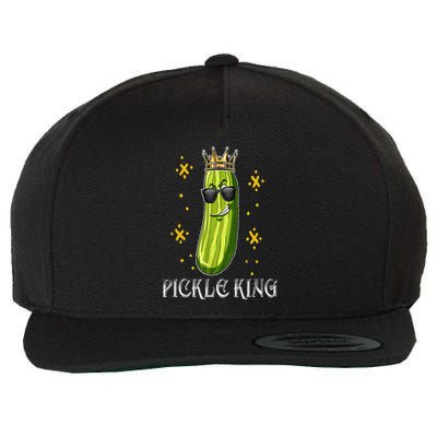 Pickle King Vegan Funny Cucumber Vegetable Pickles Lover Wool Snapback Cap