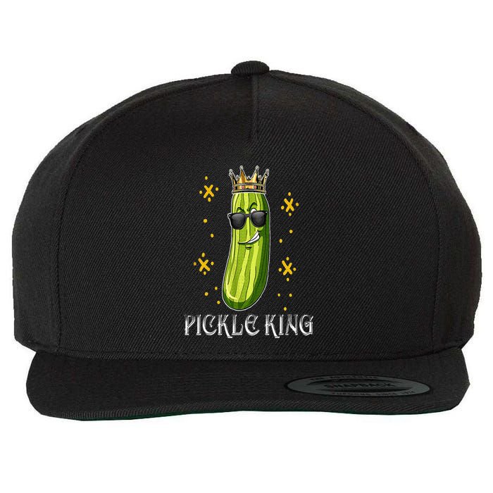 Pickle King Vegan Funny Cucumber Vegetable Pickles Lover Wool Snapback Cap