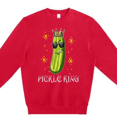 Pickle King Vegan Funny Cucumber Vegetable Pickles Lover Premium Crewneck Sweatshirt